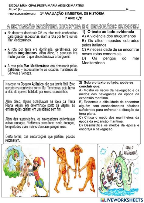 Texto Com Atividades Sobre As Grandes Navegações 7 Ano