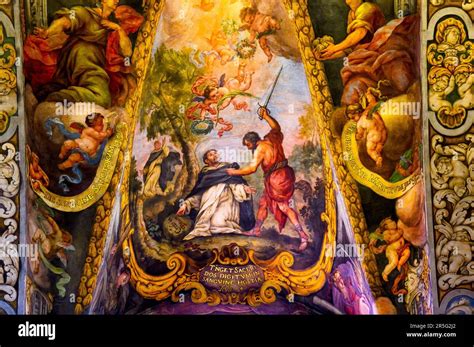 Valencia, Spain - July 16, 2023: Decoration painting art. Church of San ...