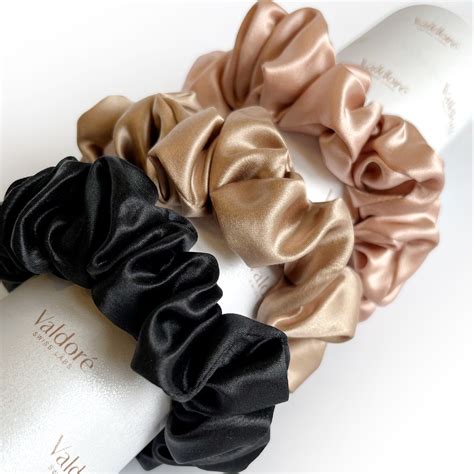 Silk Hair Scrunchies Valdor Set Of Pcs Natural