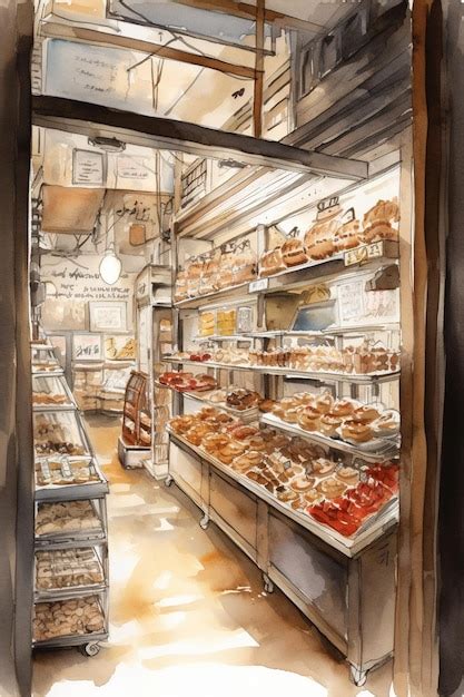 Premium Photo A Painting Of A Bakery Called The Bakery