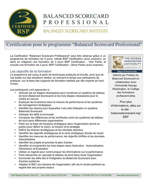 Pdf Certification Pour Le Programme Balanced Scorecard · Programme De Formation De 5 Jours