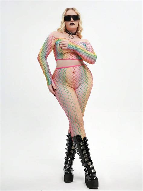 Shein Altcore Plus Fishnet Crotchless Bodystocking Without Lingerie Set