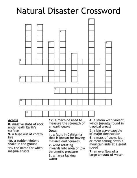 Natural Disasters Crossword Wordmint D Hot Sex Picture