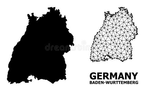 Solid And Wire Frame Map Of Baden Wurttemberg State Stock Vector