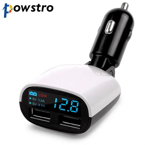 Powstro Led Display Car Charger Adapter V A Dual Usb Charging