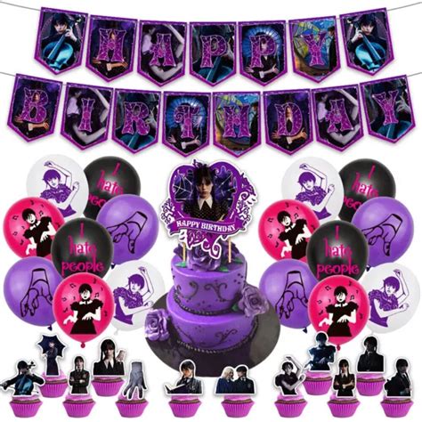 Wednesday Addams Ballon Happy Birthday Kindergeburtstag Party Dekor Set