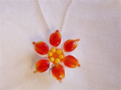 Custom Made Lampwork Glass Flower Pendants By Ann Tudor Llc