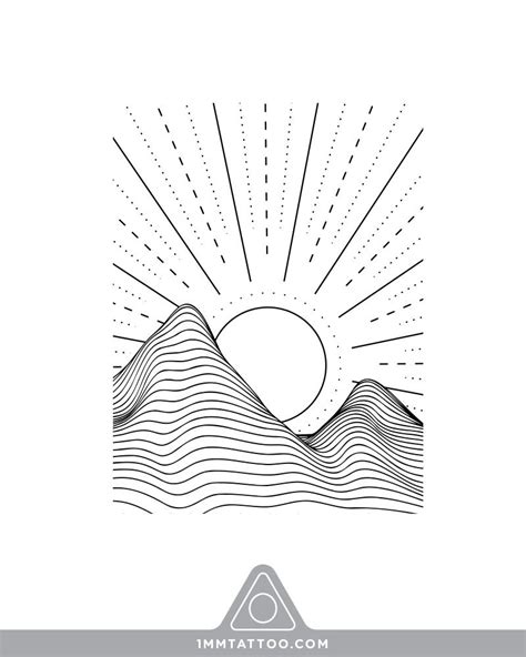 ABSTRACT MOUNTAINS & SUN — 1MM Tattoo Studio