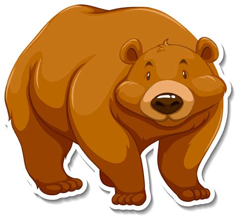 Grizzly bear cartoon character sticker 4195708 Vector Art at Vecteezy