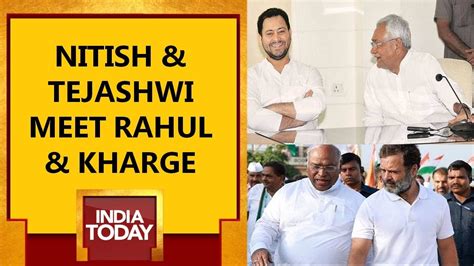 Nitish And Tejashwi Meet Rahul And Kharge Big Bihar Gathbandhan Meet In