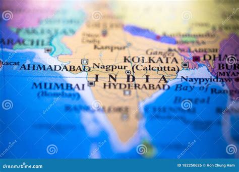 Geographical Map Location of Country India in Asia Continent on Atlas ...