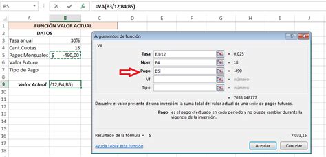 Excel Cursos y Plantillas Contables Función VALOR ACTUAL