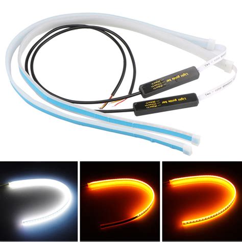 2pcs Sequential LED Strip Turn Signal Indicator Car DRL Daytime Running