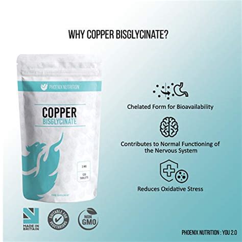 Copper Bisglycinate 3mg x 120 Tablets | (Bioavailable Chelated Form ...