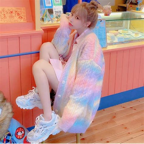 Korean Pastel Soft Girl Rainbow Tee Cosmique Studio