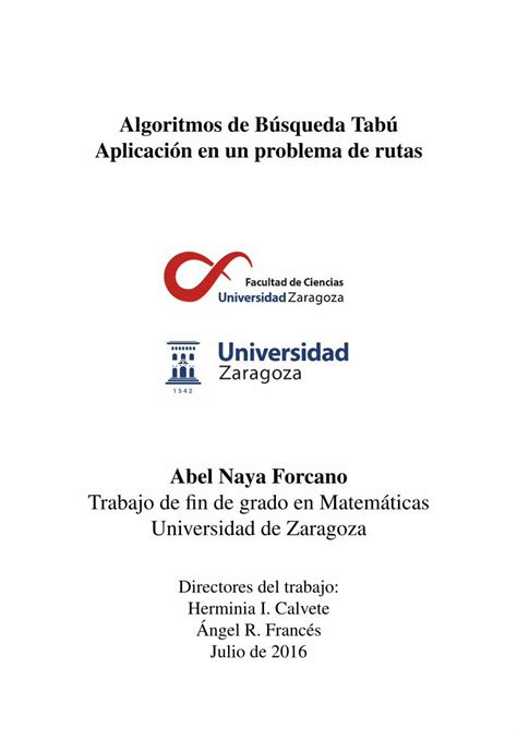 Pdf Algoritmos De B Squeda Tab Aplicaci N En Un Problema De Rutas