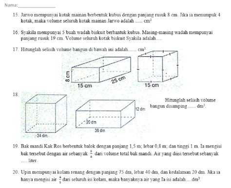 Latihan Soal Volume Bangun Ruang Kelas 5 Semester Genap Ilmu Yang