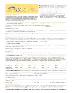 Fillable Online Fillable Pinnacle Entry Form International