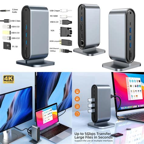 DUFDERIA 12 In 1 Docking Station Tipo C Type USB Hub 3 0 2 Extensor