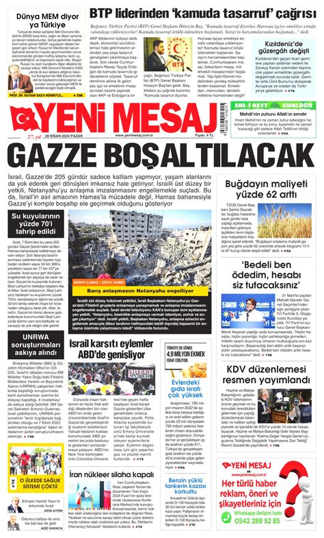 Yeni Mesaj Gazetesi Yeni Mesaj Man Et Oku Haberler Nisan