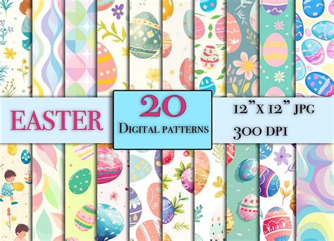 Easter Pastel Digital Paper Bundle Seamless Pastel Easter Digital