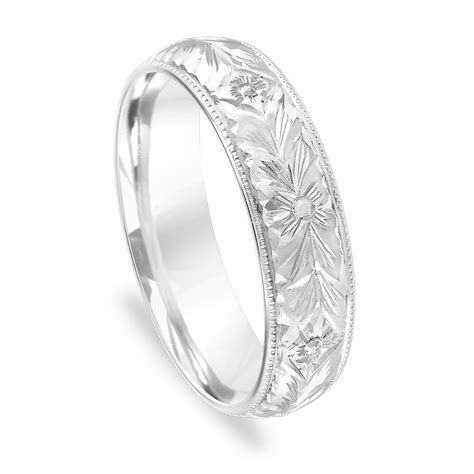 Hand Engraved Mens Wedding Band Vintage Wedding Ring Wedding Band