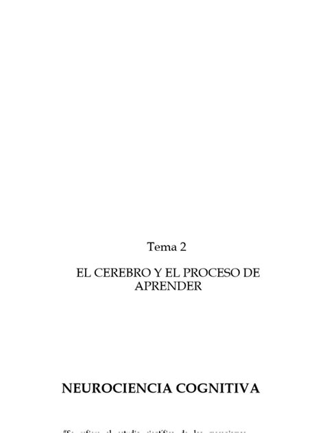 El Cerebro Y El Proceso De Aprender Pdf