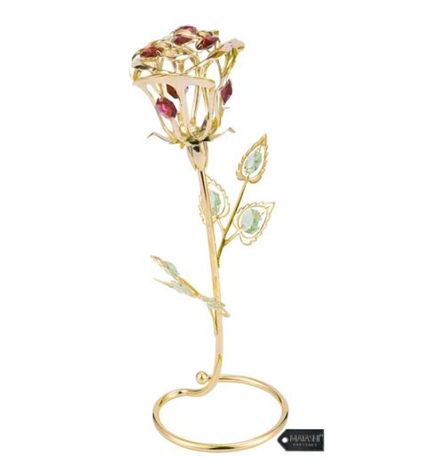 Matashi K Gold Plated Rose Flower Crystal Flowers Mk