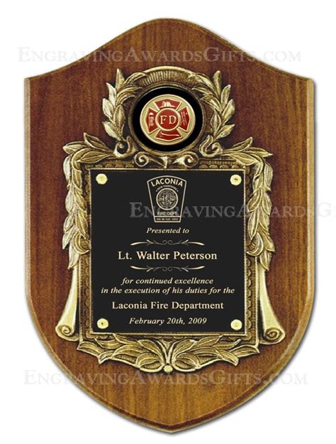 10 12 X 16 Genuine Walnut Engraved Firefighter Shield Plaque Award