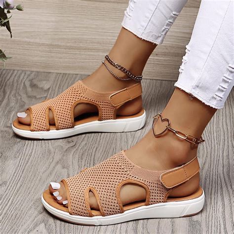 Sandals Women Clearance Aieott Womens Orthopedic Sandals Wedge Flip Flops Outer Beach Sandals