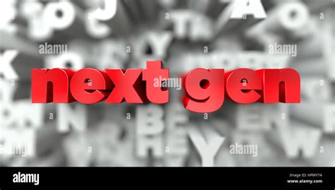 Next Gen Red Text On Typography Background 3D Rendered Royalty Free