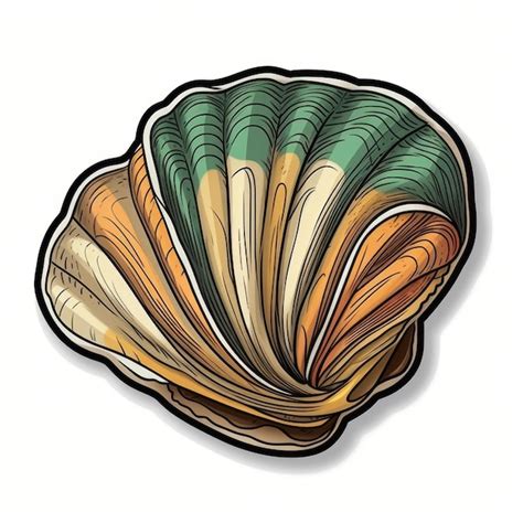 Illustration Of Seashell Sticker Premium Ai Generated Image