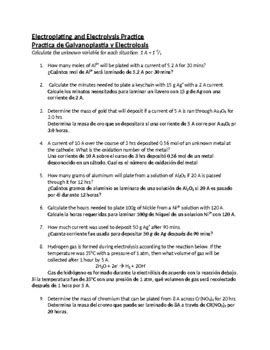 Electroplating And Electrolysis Practice Esl Spanish Version By Schrim