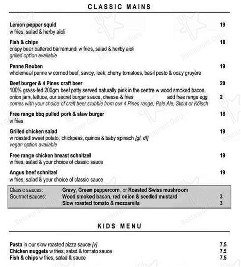 Menu at Cathedral Hotel pub & bar, North Adelaide, 45 Kermode St