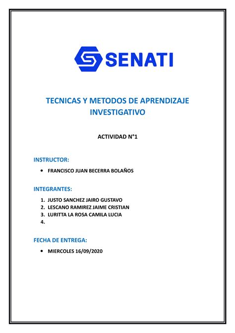 Actividad N Tecnicas Y Metodo De Aprendizaje Tecnicas Y Metodos De