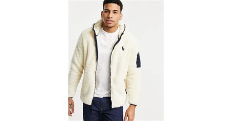 Polo Ralph Lauren Player Logo Curly Sherpa Full Zip Hoodie For Men Lyst