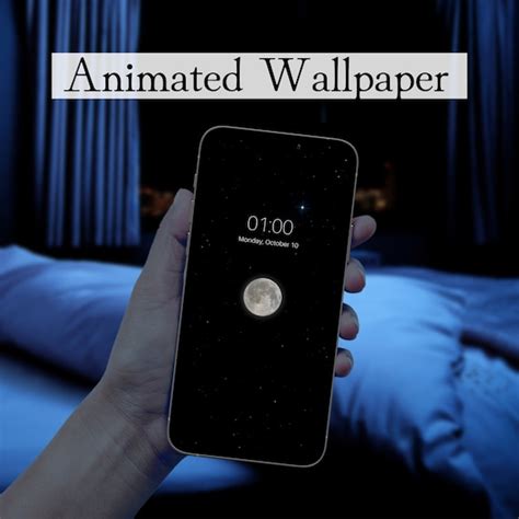 Animated Phone Wallpaper Moon and Night Sky Full of Stars - Etsy