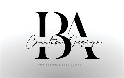 Ba Letter Logo Design Icon With Serif Font And United Creative Letters