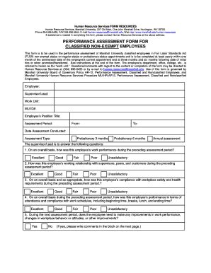 Fillable Online Marshall Performance Assessment Bformb For Bclassifiedb