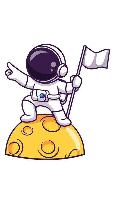 An Astronaut Is Sitting On Top Of The Moon Holding A Flag And Waving