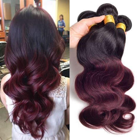 7a Peruvian Virgin Hair Body Wave T1b 33 T1b 99j Ombre Human Hair Bundles Burgundy Peruvian