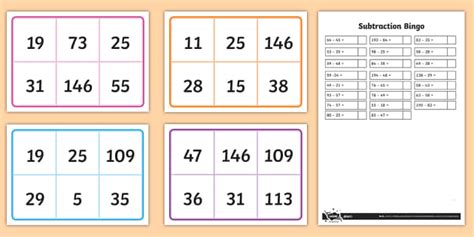 Subtraction Bingo Game Maths Resource Twinkl