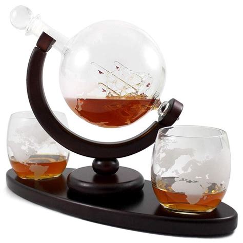 Luxe Whiskey Karaf Set Wereldbol Whisky Glazen Whiskey Stones In