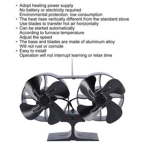 Milleplus Ventilateur de poêle à double tête à 8 pales écologique et