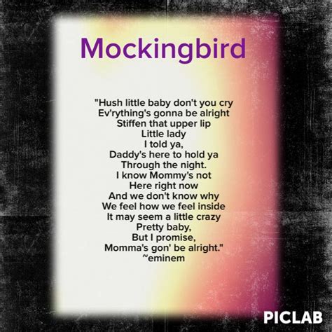 Mockingbird by eminem. Love this song! | Eminem mockingbird lyrics ...