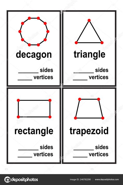 Count Sides Vertices Shapes Worksheet Preschool Kids Vector ...