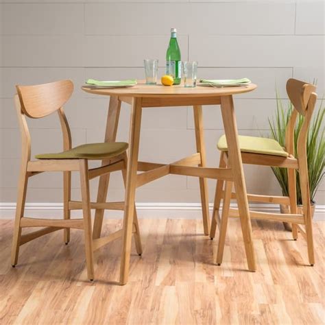 Carson Carrington Lund 3 Piece Wood Counter Height Round Dining Set By