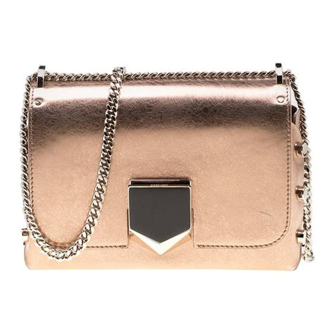 Jimmy Choo Rose Gold Metallic Leather Petite Lockett Crossbody Bag For