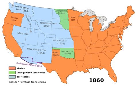 Usa Map In 1860