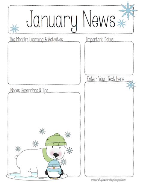 The Crafty Teacher Preschool Winter Newsletter Template